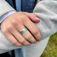 Ogham Diamond 9ct Yellow Gold & Halo ‘Green’ Enamel Ring Set