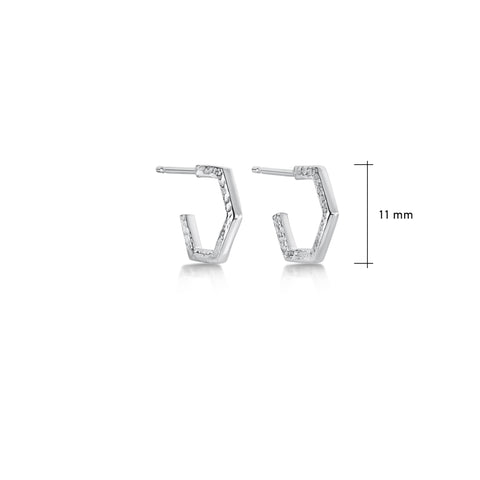 Honeycomb Huggie Earrings in Sterling Silver  by Sheila Fleet Jewellery
