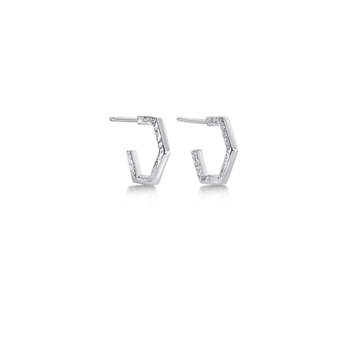 Honeycomb Huggie Earrings in Sterling Silver  by Sheila Fleet Jewellery