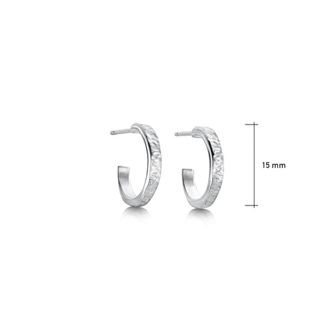 Matrix Huggie Hoop Earrings in Sterling Silver by Sheila Fleet Jewellery