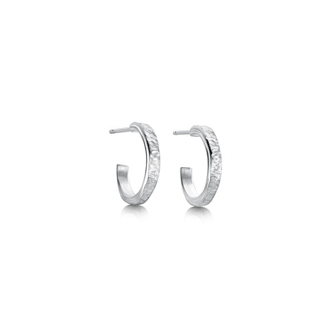 Matrix Huggie Hoop Earrings in Sterling Silver by Sheila Fleet Jewellery