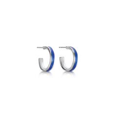 Halo Huggie Hoop Earrings in Blue Enamel by Sheila Fleet Jewellery