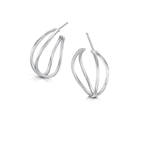 Wave Hoop Earrings in Sterling Silver by Sheila Fleet Jewellery