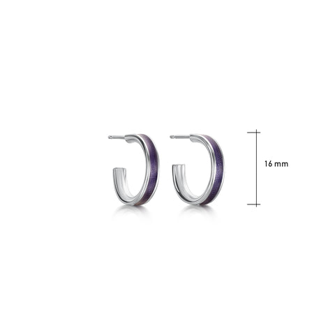Halo Huggie Hoop Earrings in Purple Enamel by Sheila Fleet Jewellery 