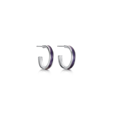 Halo Huggie Hoop Earrings in Purple Enamel by Sheila Fleet Jewellery 
