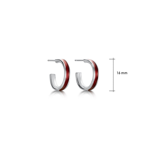 Halo Huggie Hoop Earrings in Red Enamel by Sheila Fleet Jewellery  