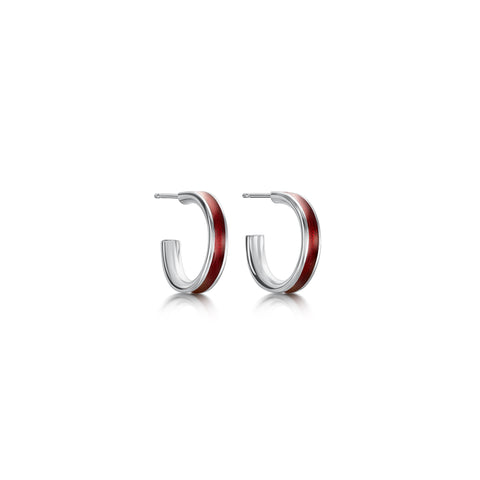 Halo Huggie Hoop Earrings in Red Enamel by Sheila Fleet Jewellery  