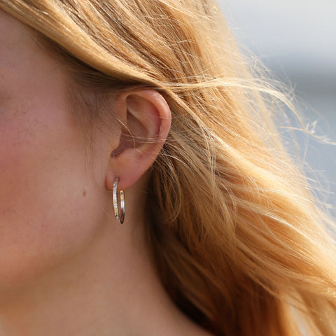 Matrix Large Hoop Earrings in Sterling Silver by Sheila Fleet Jewellery