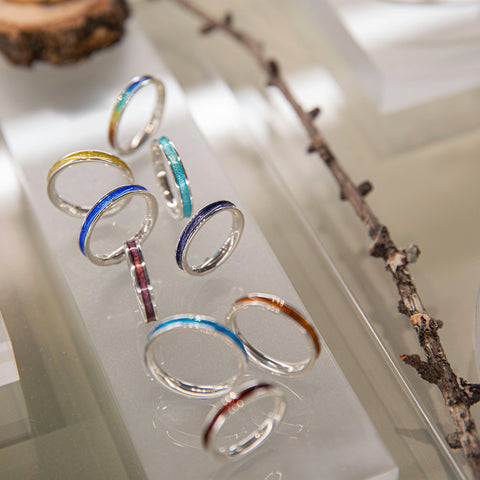 Halo Sterling Silver Ring in Purple Enamel