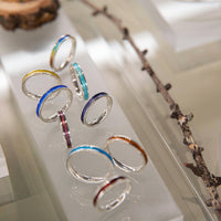 Halo Sterling Silver Ring in Purple Enamel