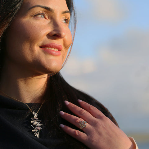 Seasons Dress Pendant Necklace in 9ct Yellow, White & Rose Gold by Sheila Fleet Jewellery