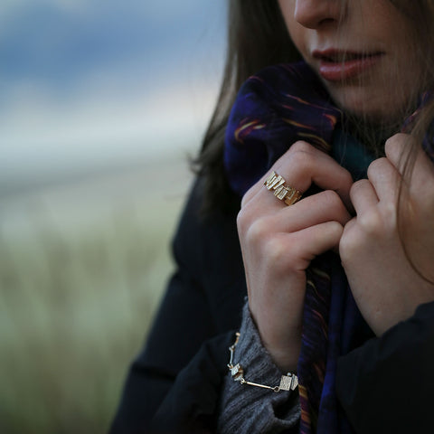 Flagstone Ring in 9ct Yellow Gold by Sheila Fleet Jewellery