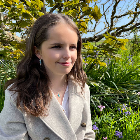 Dragonfly Enamelled Drop Earrings with Moonstone & Pearl
