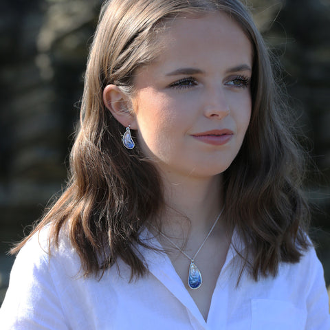 Mussel Large Pendant in Mussel Blue Enamel by Sheila Fleet Jewellery