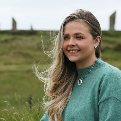 Orkney Spirit Stud Earrings in Dew Enamel by Sheila Fleet Jewellery