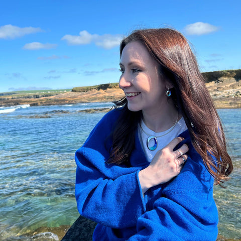 Sea & Surf Drop Earrings in Ocean Hue Enamel