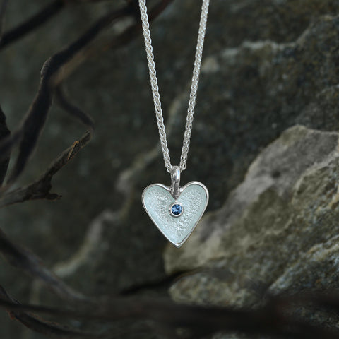 Secret Hearts London Blue Topaz Birthstone Pendant in Crystal Enamel by Sheila Fleet Jewellery