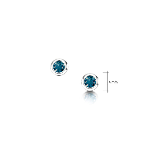 Small London Blue Topaz Solitaire Stud Earrings in Sterling Silver by Sheila Fleet Jewellery