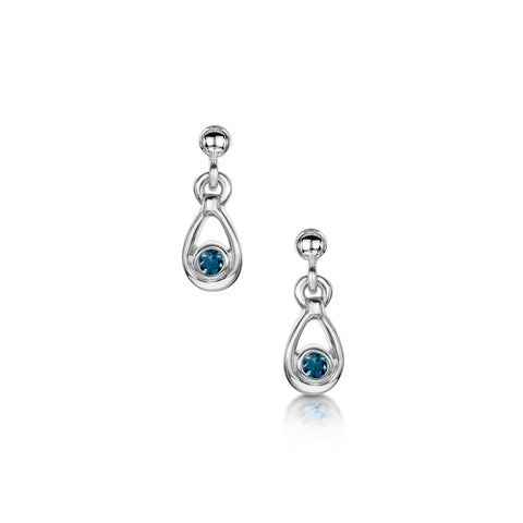 London Blue Topaz Droplet Earrings in Sterling Silver by Sheila Fleet Jewellery