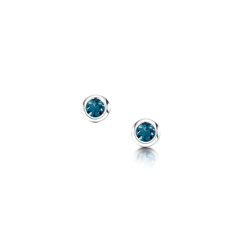 Small London Blue Topaz Solitaire Stud Earrings in Sterling Silver by Sheila Fleet Jewellery