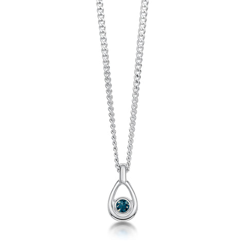 London Blue Topaz Birthstone Petite Droplet Pendant by Sheila Fleet Jewellery
