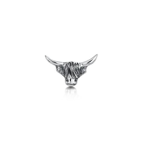 Highland Cow Small Lapel Pin in Sterling Silver by Sheila Fleet Jewellery