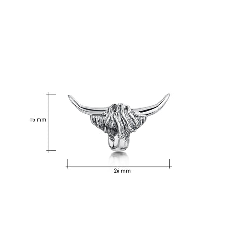 Highland Cow Lapel Pin in Sterling Silver by Sheila Fleet Jewellery