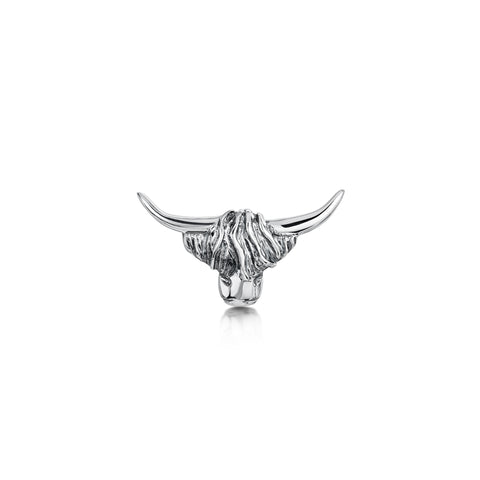 Highland Cow Lapel Pin in Sterling Silver by Sheila Fleet Jewellery