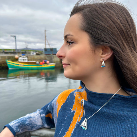 Orkney Yole Drop Earrings in Tempest Enamel