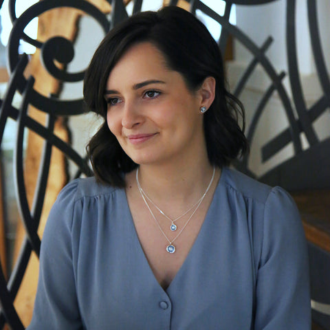 Lunar Cubic Zirconia Petite Stud Earrings in Lunar Blue Enamel by Sheila Fleet Jewellery