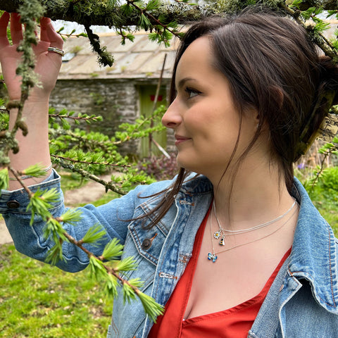 Holly Blue Butterfly Petite Enamel Pendant