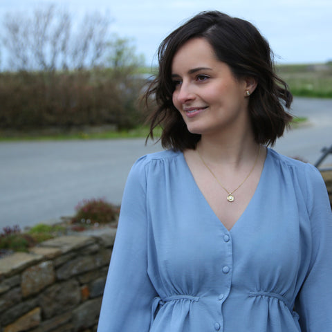 Lunar Diamond Small Pendant in 9ct Yellow Gold by Sheila Fleet Jewellery