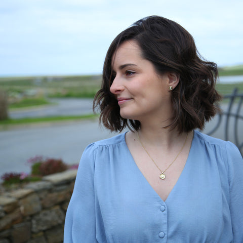 Lunar Diamond Petite Stud Earrings in 9ct Yellow Gold by Sheila Fleet Jewellery