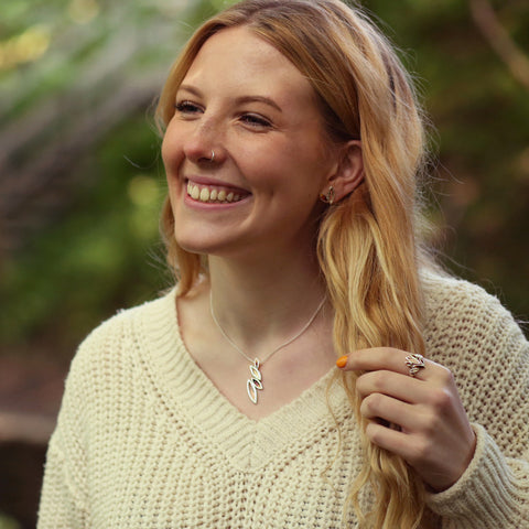 Seasons Gold Leaves Ring in Autumn Enamel by Sheila Fleet Jewellery