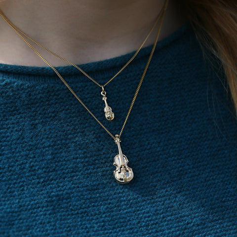 Petite Fiddle Pendant in 9ct Yellow Gold