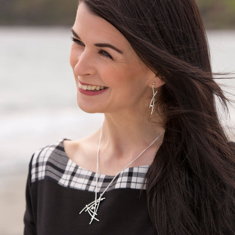 Morning Dew Enamel Dress Drop Earrings with Cubic Zirconia by Sheila Fleet Jewellery