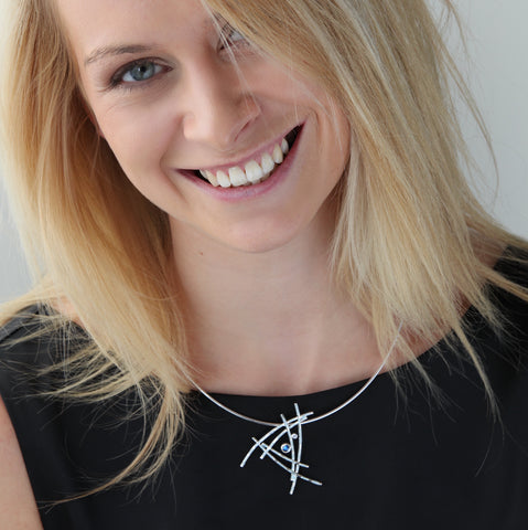 Morning Dew Enamel Dress Necklace with Moonstone & CZ