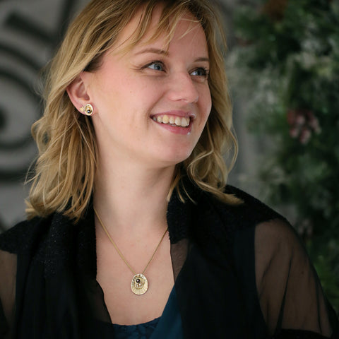 Limpet Large Pendant with Black & Peach Pearls in 9ct Yellow Gold by Sheila Fleet Jewellery