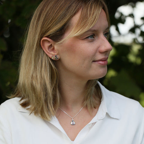 Bumblebee Hot Pink Stud Earrings in Sterling Silver