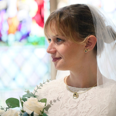 Limpet Stud Earrings with Black & Peach Pearls in 9ct Yellow Gold by Sheila Fleet Jewellery