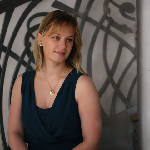 Limpet Stud Earrings with Black & Peach Pearls in 9ct Yellow Gold by Sheila Fleet Jewellery