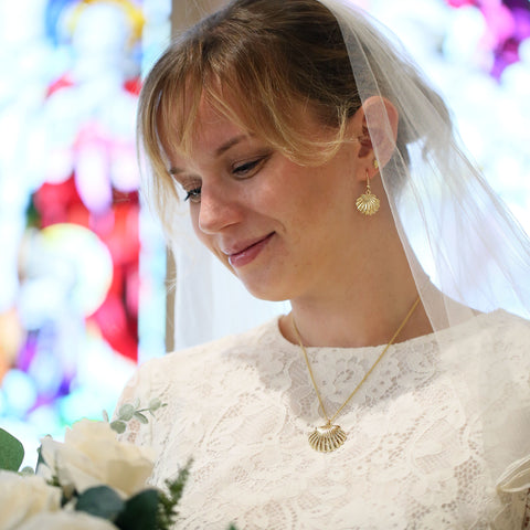 Scallop Drop Earrings in 9ct Yellow Gold by Sheila Fleet Jewellery