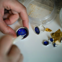 Lunar Universe Cufflinks in Midnight Gold Enamel by Sheila Fleet