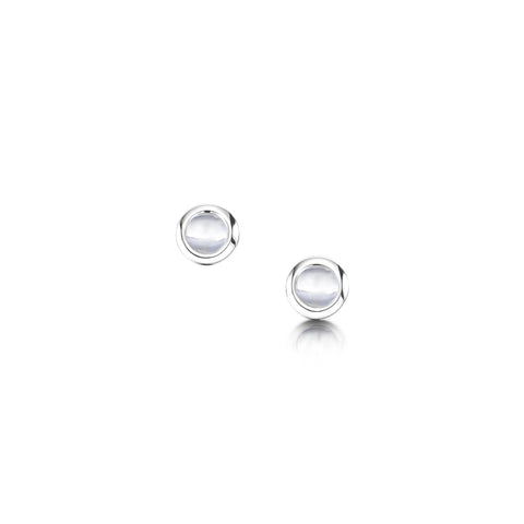 Small Moonstone Solitaire Stud Earrings in Sterling Silver by Sheila Fleet Jewellery