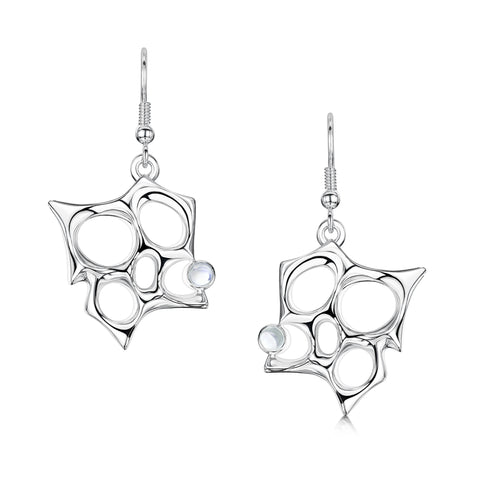 Sculpted By Time Dress Drop Earrings with Moonstone by Sheila Fleet Jewellery