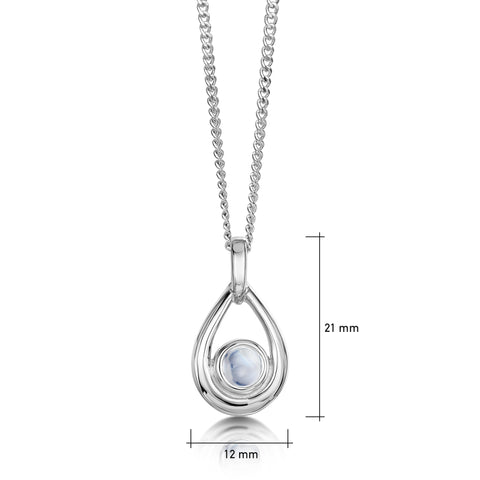 Moonstone Birthstone Droplet Pendant in Sterling Silver by Sheila Fleet Jewellery