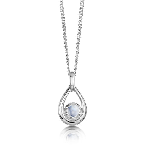 Moonstone Birthstone Droplet Pendant in Sterling Silver by Sheila Fleet Jewellery
