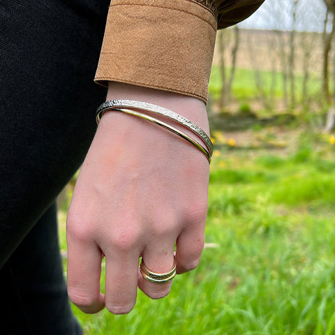 Matrix Embrace Bangle in Silver & 9ct Yellow Gold by Sheila Fleet Jewellery