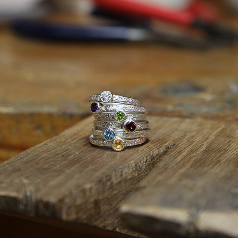 Matrix Garnet Ring in Sterling Silver