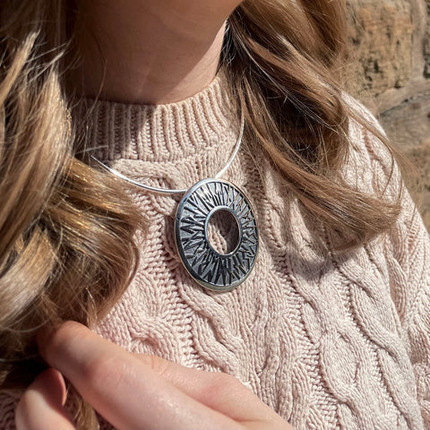 Runic Dress Necklace in Sterling Silver